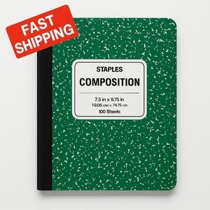 Staples Composition Notebook‎ 7.5x9.75 Green College Ruled 100 Sheets ST55066